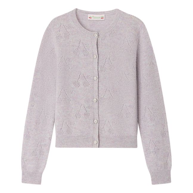 Thindra Openwork Cashmere Cherry Cardigan | Marled violet