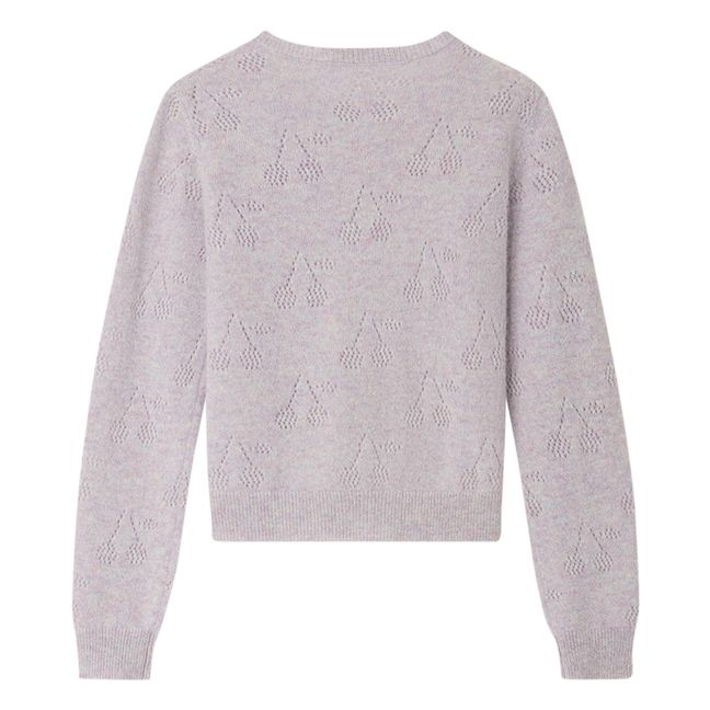 Cardigan Cachemire Ajouré Cerises Thindra | Violet chiné