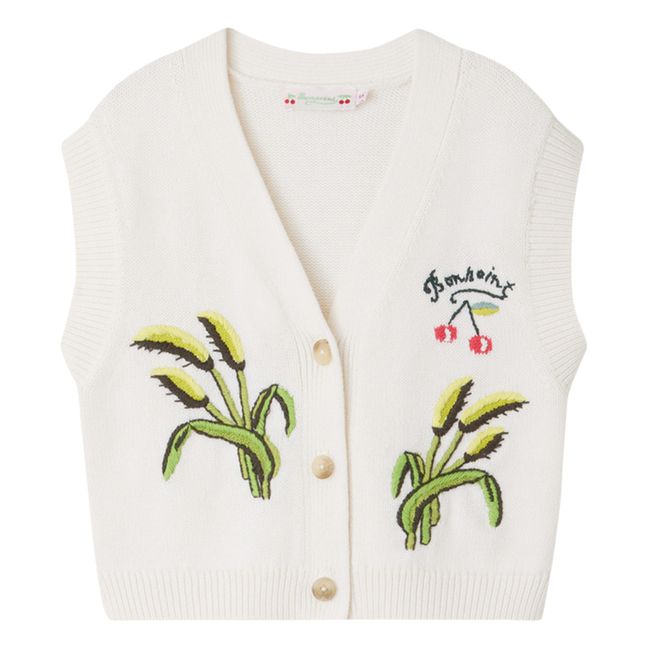 Ticiana Embroidered Wool and Cotton Gilet | Ecru
