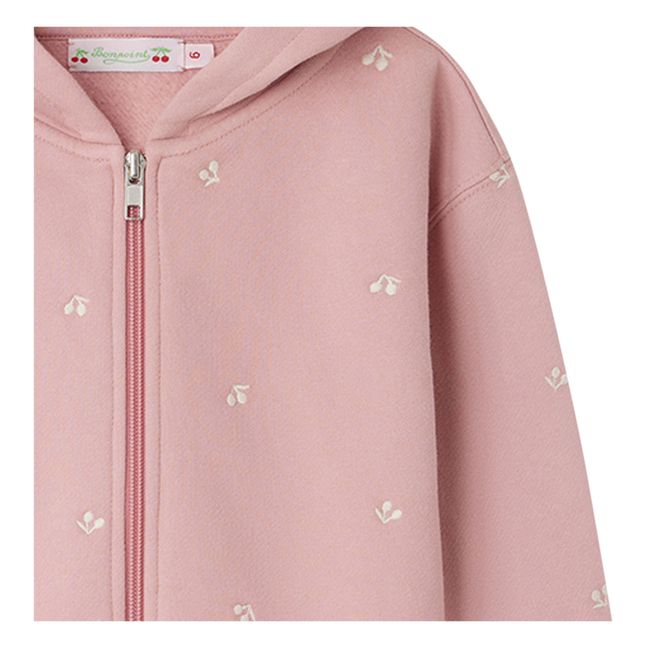 Sweat Zippé à Capuche Brodé Talent | Vieux Rose