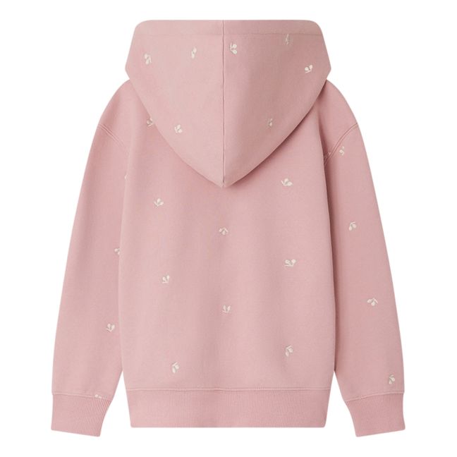 Sweat Zippé à Capuche Brodé Talent | Vieux Rose