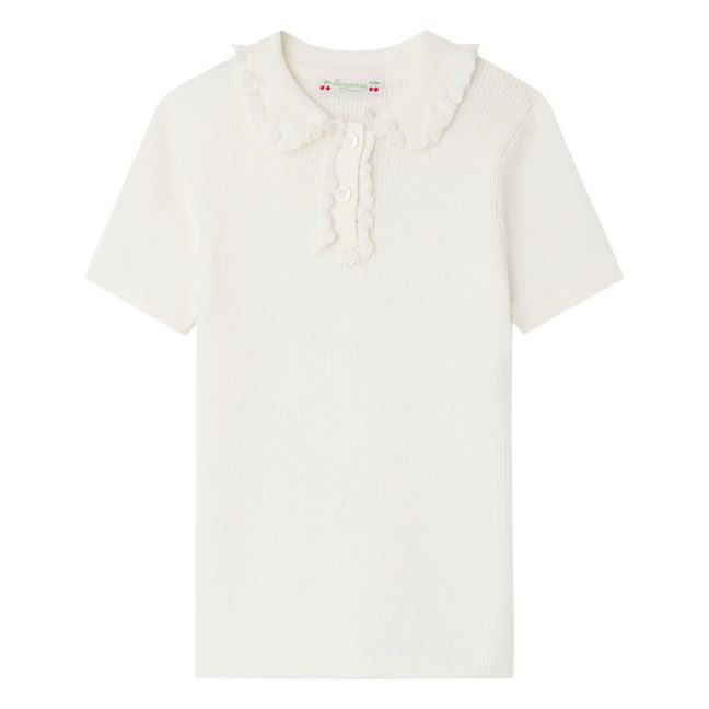 Anyssa Ribbed Knit Polo Shirt | Ecru