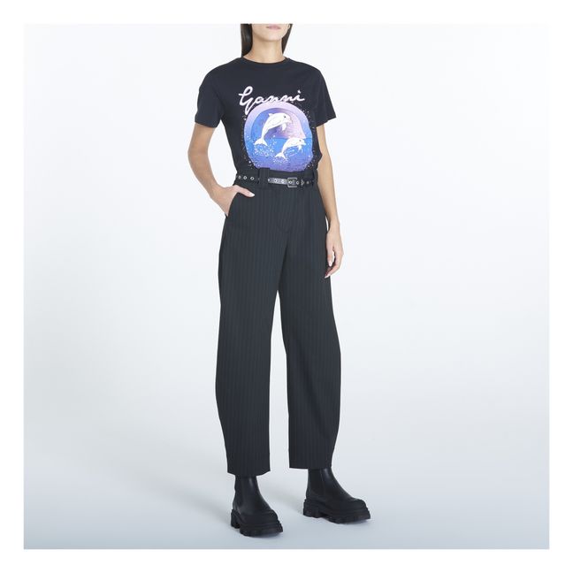 Pantalones de rayas elásticos | Negro