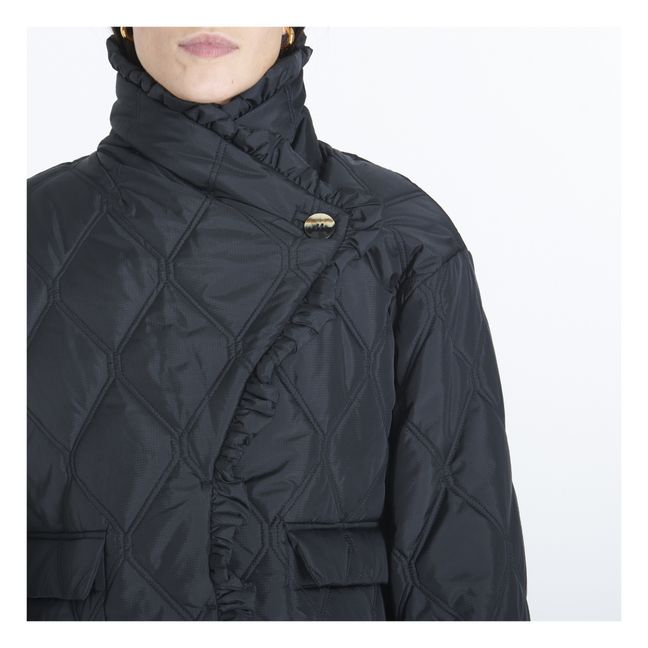 Ripstop Recycled Material Quilted Jacket | Nero