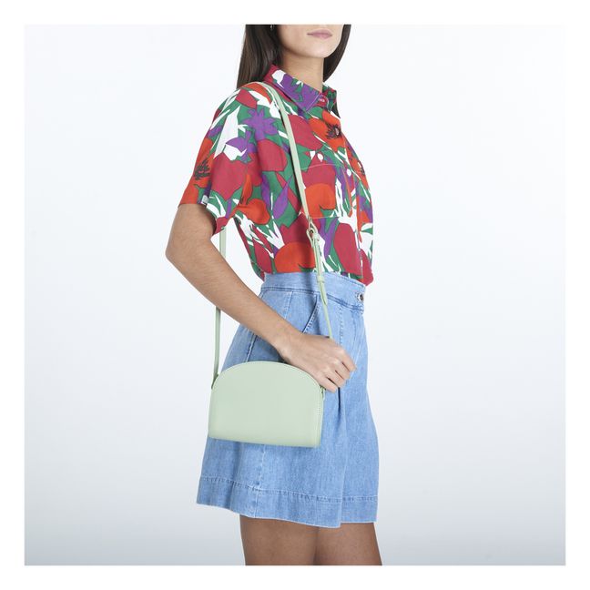 Sac Demi Lune Mini Cuir Lisse | Vert d'eau