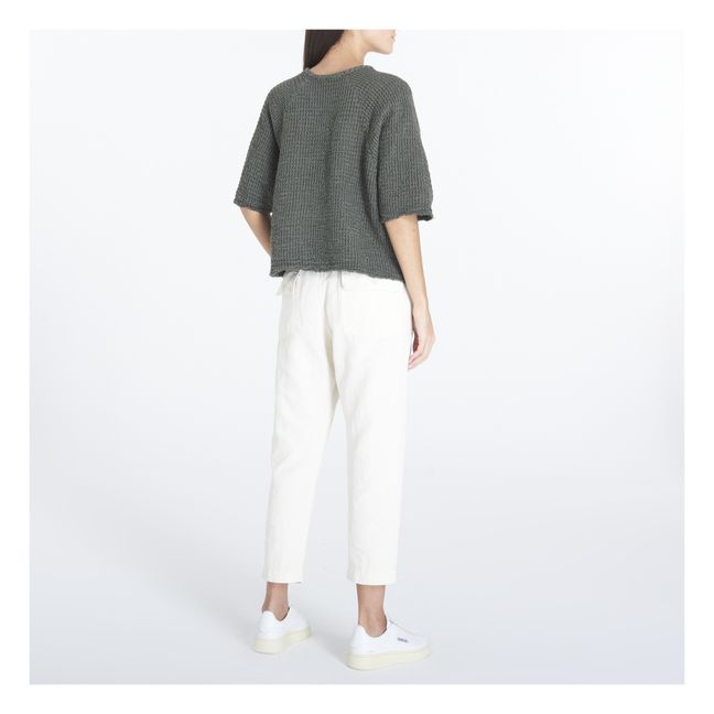 Cova Cotton and Linen Waffle Top | Verde Oscuro