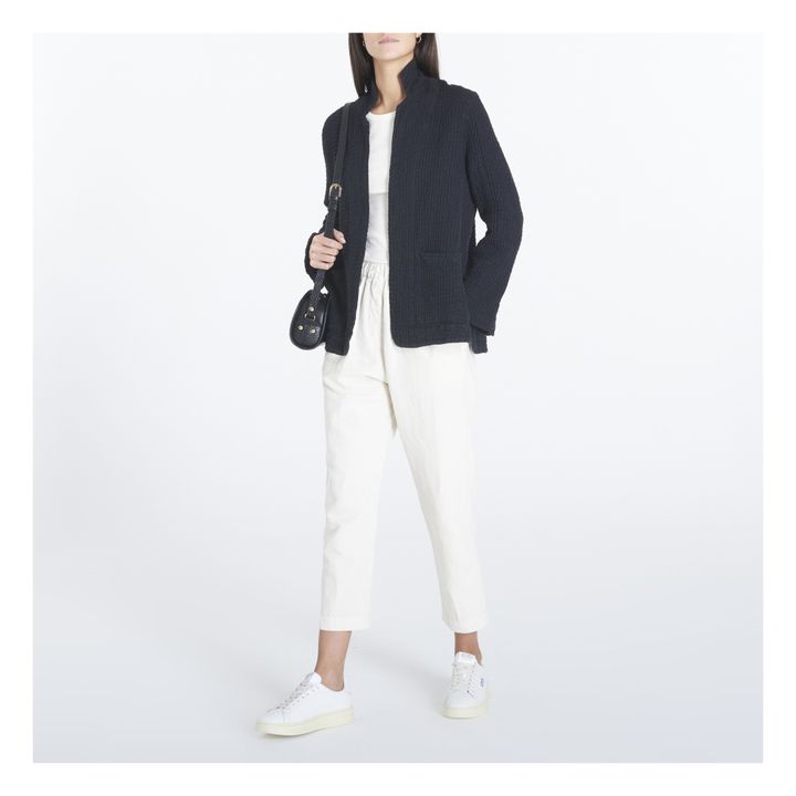 Algar Cotton and Linen Goffer Jacket | Nero- Immagine del prodotto n°1