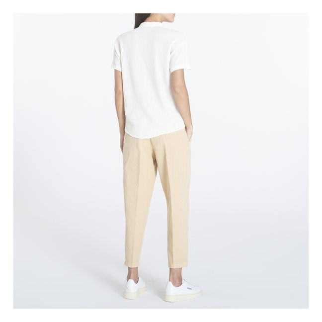 Camicia a maniche corte in crêpe di cotone | Bianco