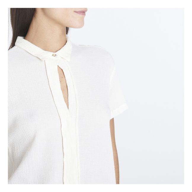 Camisa de manga corta de crepé de algodón | Blanco