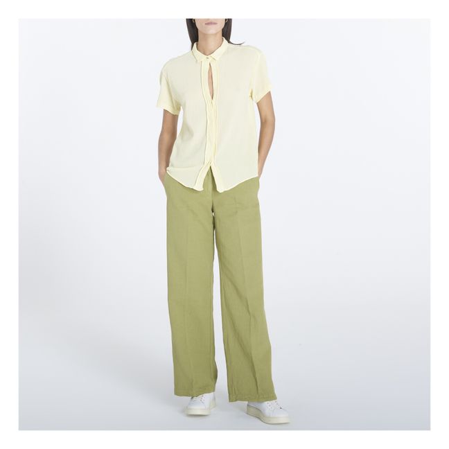 Camisa de manga corta de crepé de algodón | Amarillo