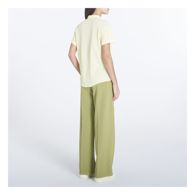 Short Sleeve Cotton Crepe Shirt | Yellow