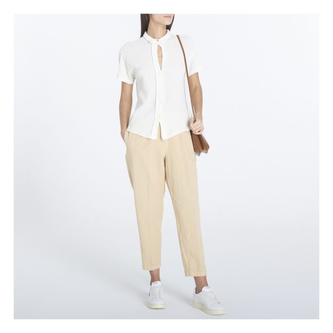 Pantalones elásticos de algodón y lino Carotte | Beige
