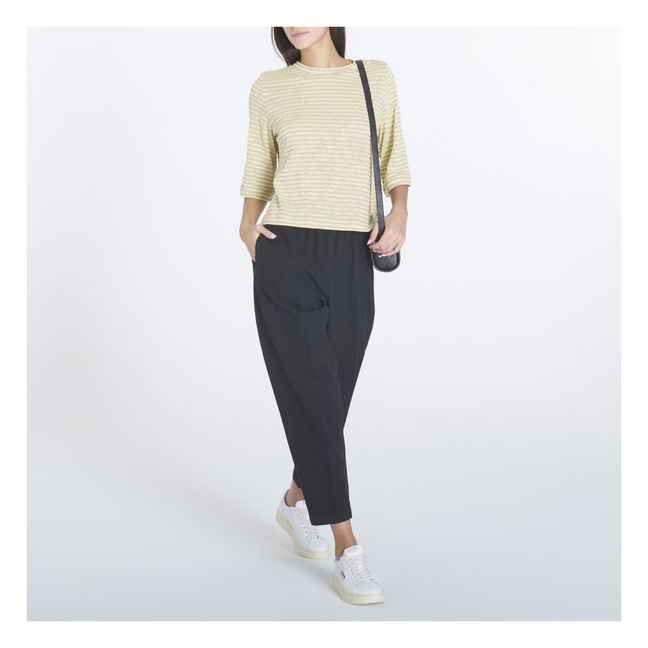 Pantalones elásticos de algodón y lino Carotte | Negro