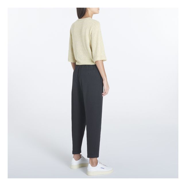 Pantalones elásticos de algodón y lino Carotte | Negro