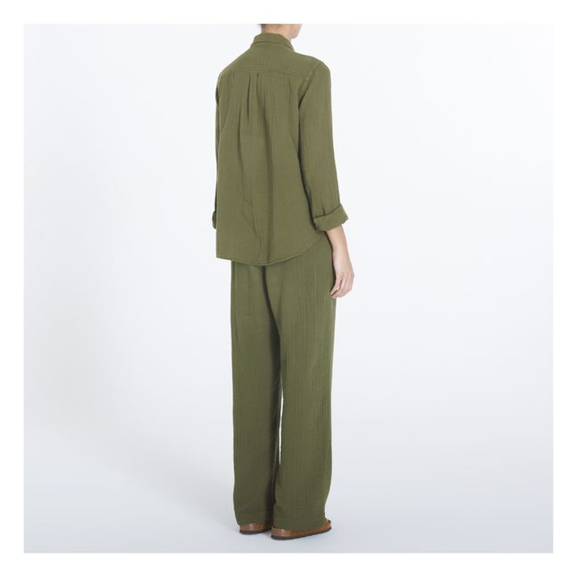 Camicia, modello: Scout, in garza di cotone | Verde militare