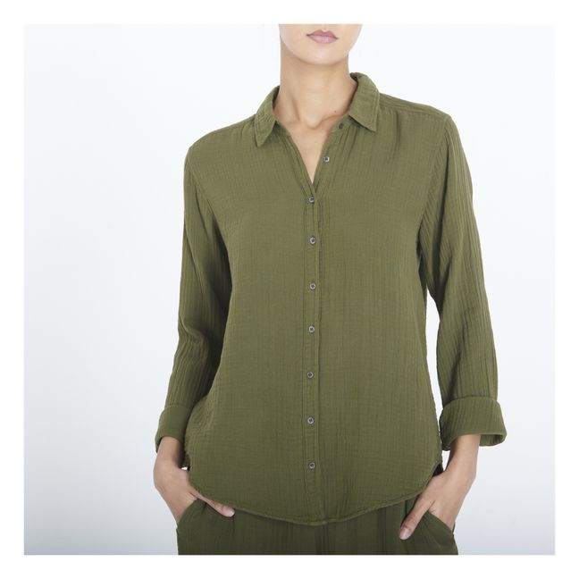 Camicia, modello: Scout, in garza di cotone | Verde militare