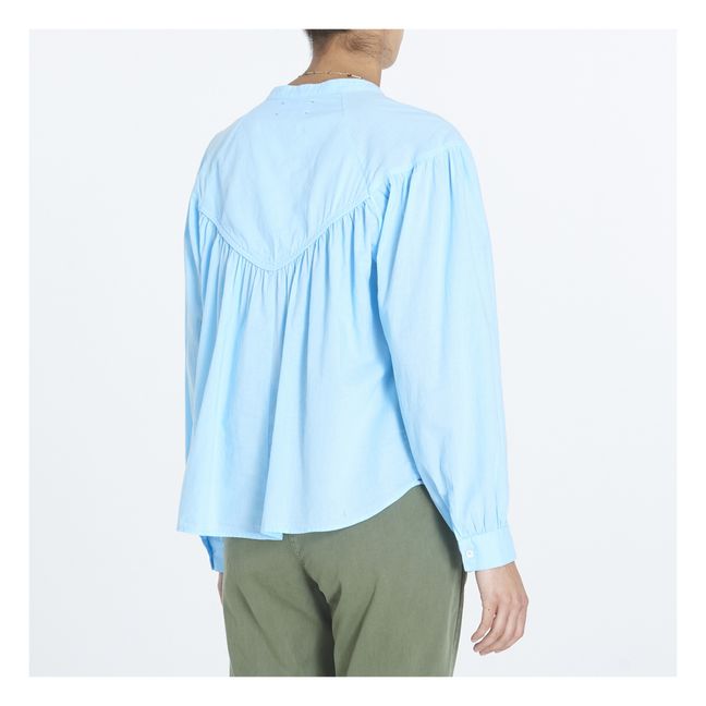 Bluse Delilah aus Baumwollpopeline | Azurblau