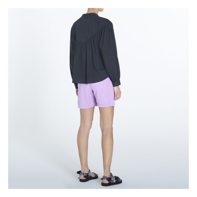 Blusa de popelina de algodón Delilah | Negro