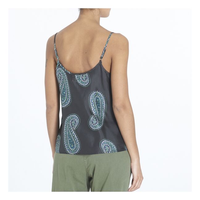 Rei Silk Print Top | Schwarz