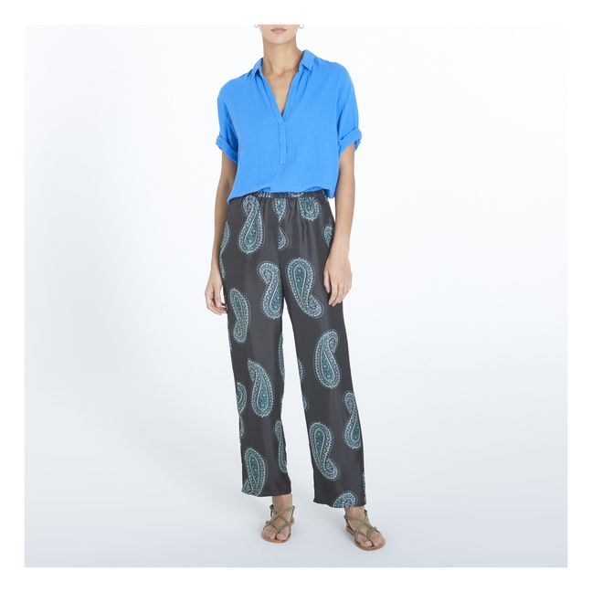 Pantalon Wells Imprimé Soie | Noir