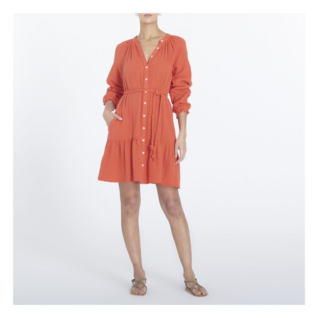 Rainey Vestido de gasa de algodón | Mandarina