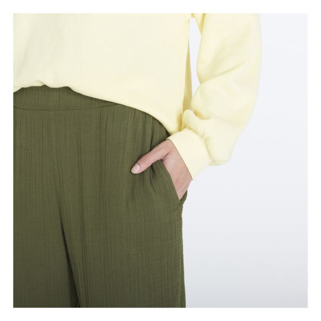 Pantalón Demsey de gasa de algodón | Verde Kaki