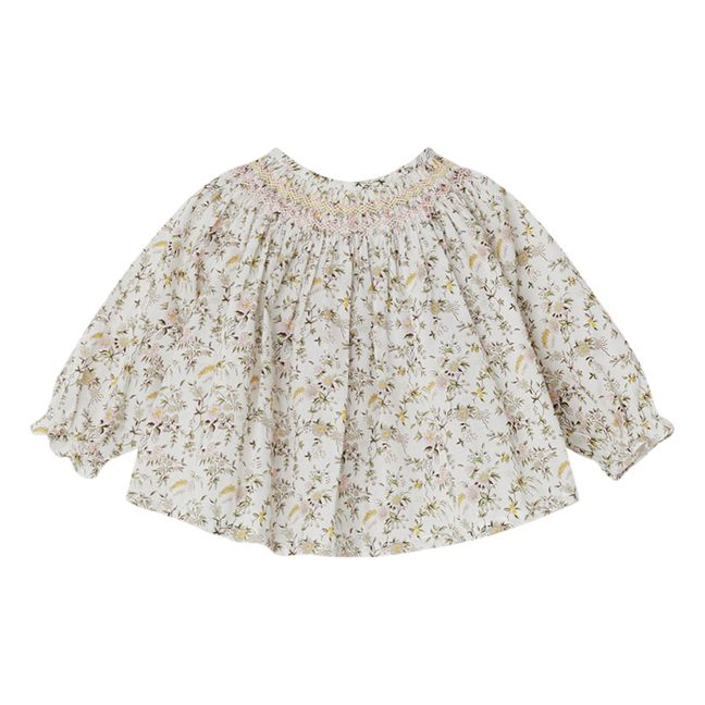 Gesmokte Bluse Liberty Exklusiv Griotte | Seidenfarben