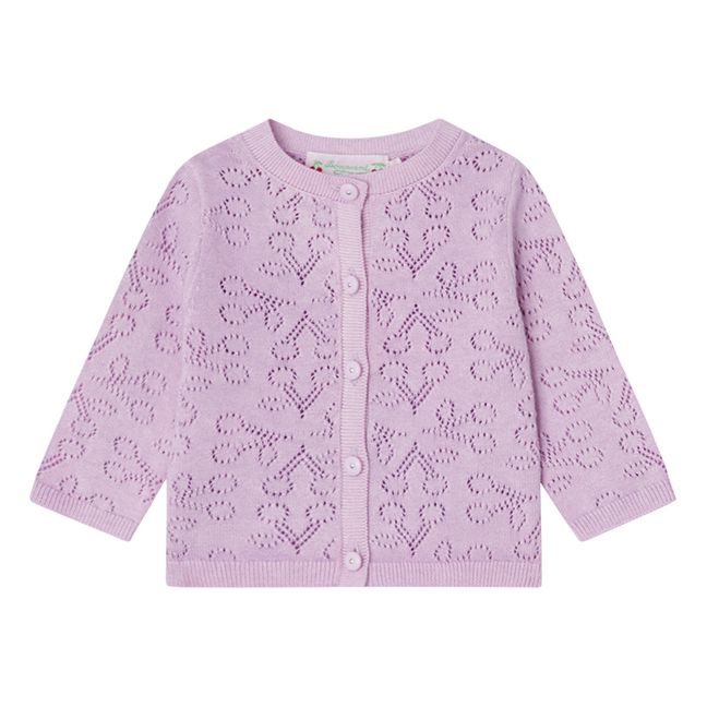 Clayel Cherry Openwork Cardigan | Pink