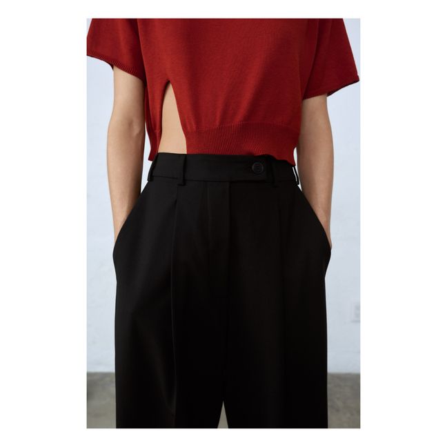 Woollen Masculine Tailored Trousers | Nero