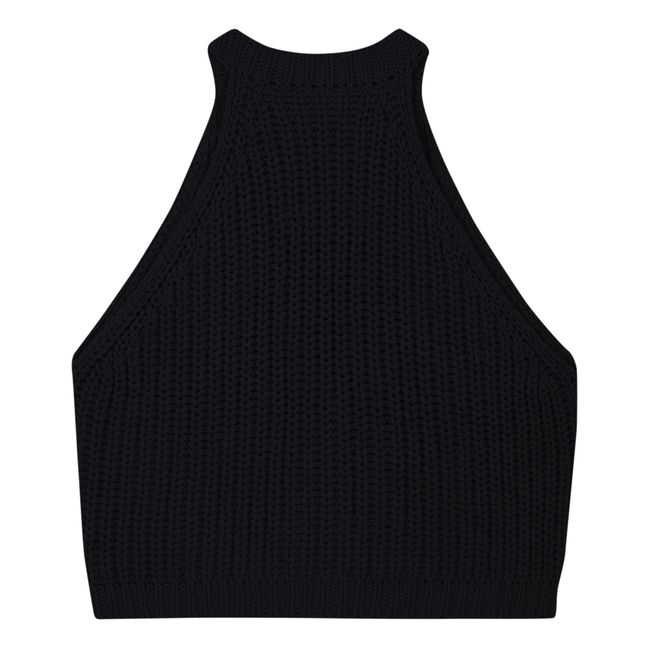 Veste Sans Manches Maille Coton Recyclé | Black
