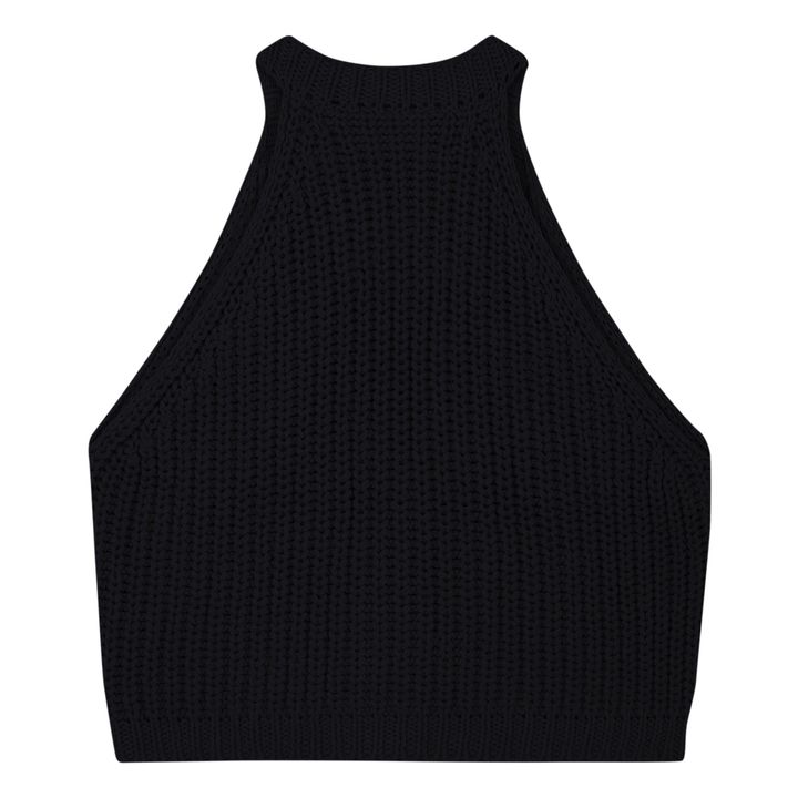 Veste Sans Manches Maille Coton Recyclé | Noir- Image produit n°3
