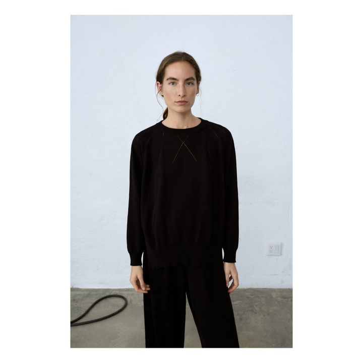Organic Silk and Cotton Sweater | Nero- Immagine del prodotto n°1