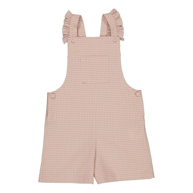 Karierte Latzhose aus recyceltem Material Nathalie | Blassrosa