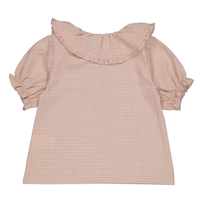Anael Checked Blouse with Recycled Materials | Pale pink