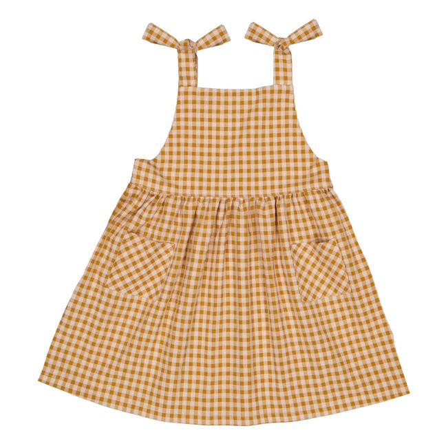 Marcelle Checked Dress with Recycled Materials | Camel