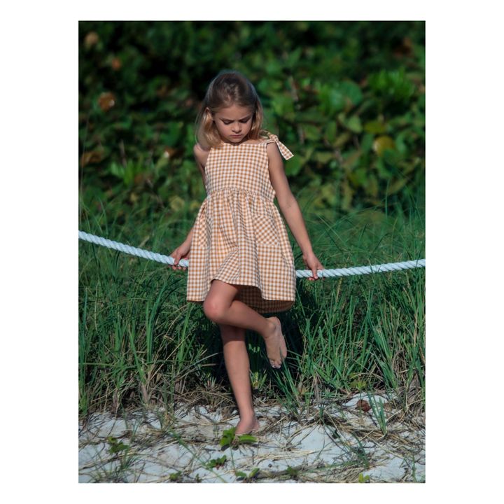 Marcelle Checked Dress with Recycled Materials | Camel- Imagen del producto n°1