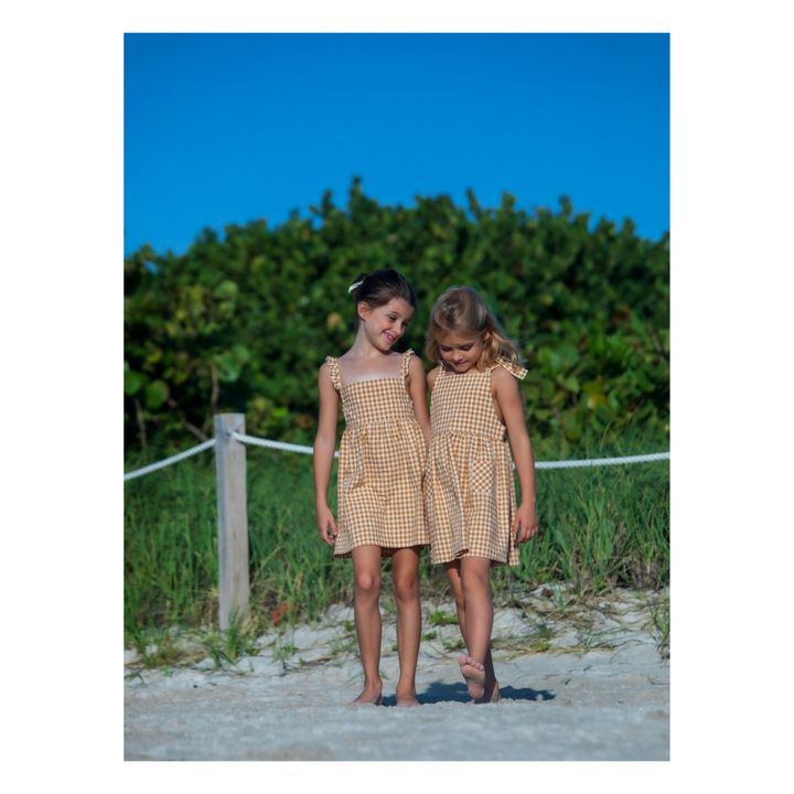 Marcelle Checked Dress with Recycled Materials | Camel- Product image n°2