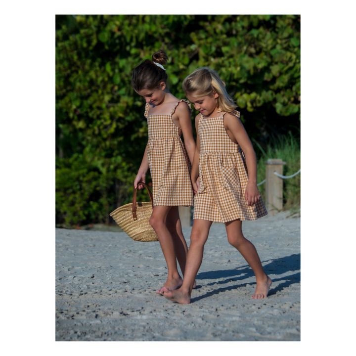 Marcelle Checked Dress with Recycled Materials | Camel- Immagine del prodotto n°3