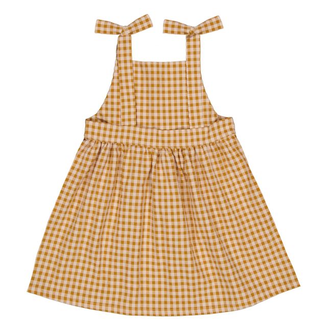 Marcelle Checked Dress with Recycled Materials | Camel