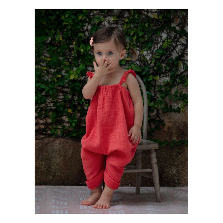 Morgane Organic Cotton Jumpsuit | Rosso- Immagine del prodotto n°3
