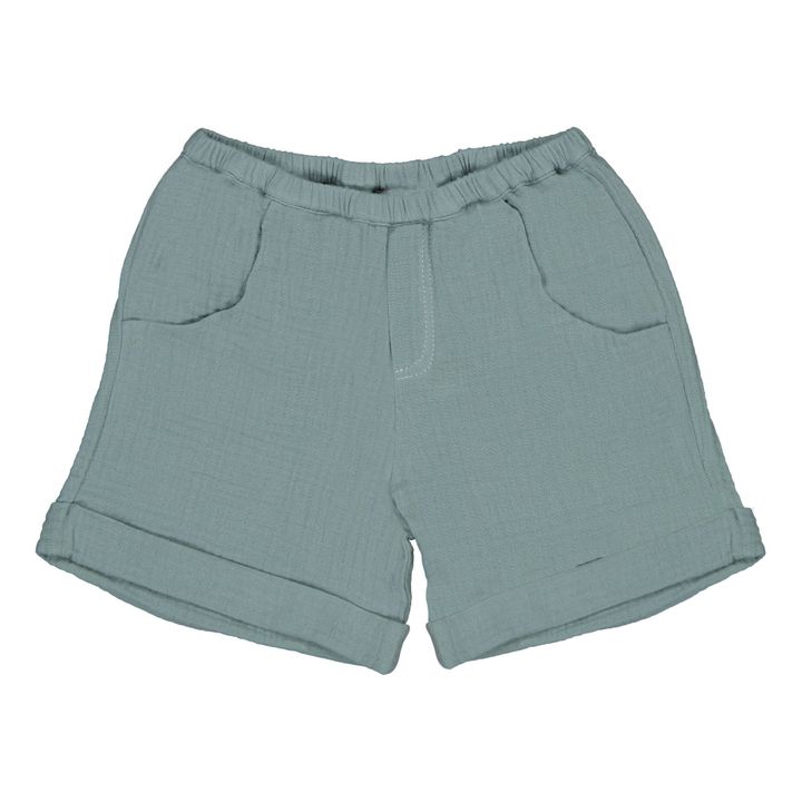 Pantalón corto de algodón ecológico Alain | Azul Gris- Imagen del producto n°0