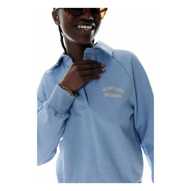 Russel Organic Cotton Polo Neck Sweater | Azul Cielo