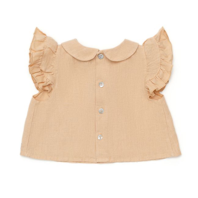 Mimi Linen Ruffle Blouse | Apricot
