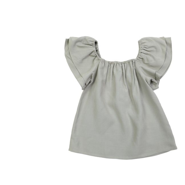 Flya Linen Top | Grün-grau
