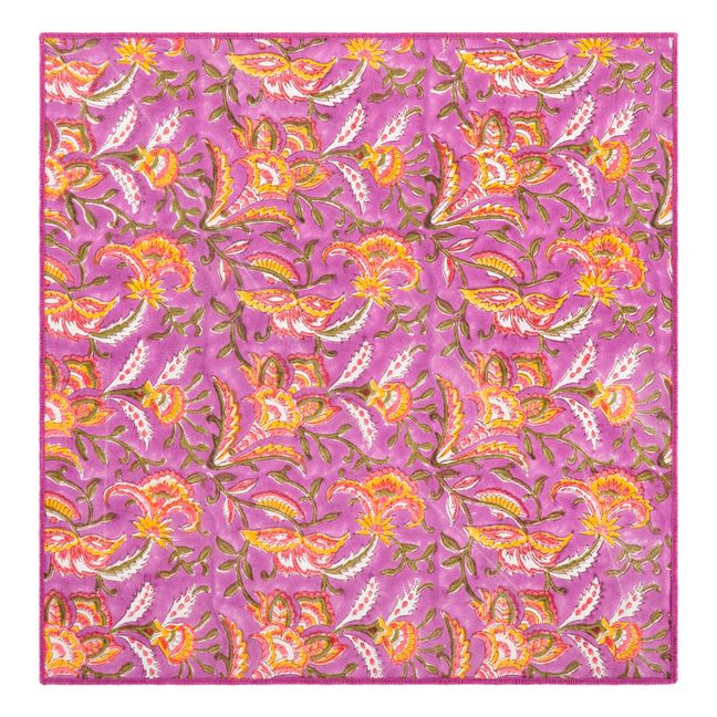 Serviette de table Bed of flowers en coton organique | Violet