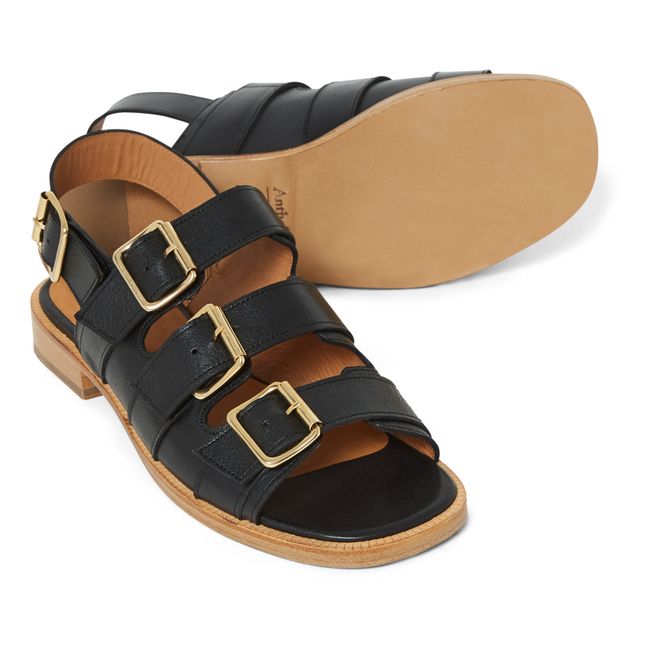 Rika Leather Sandals | Nero