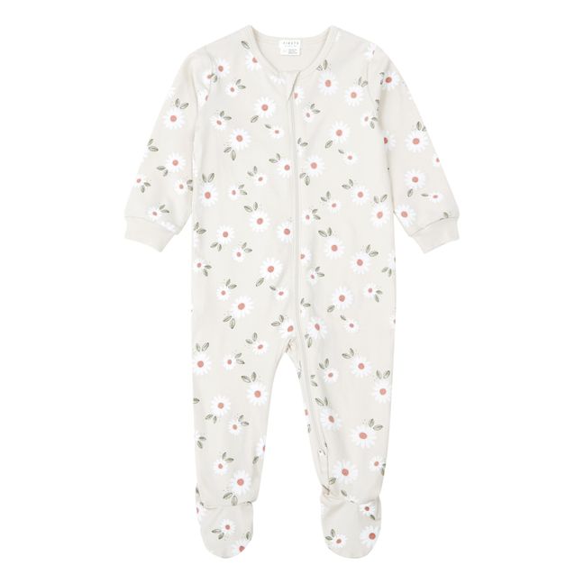 Flower Organic Cotton One-Piece Pajamas | Crema