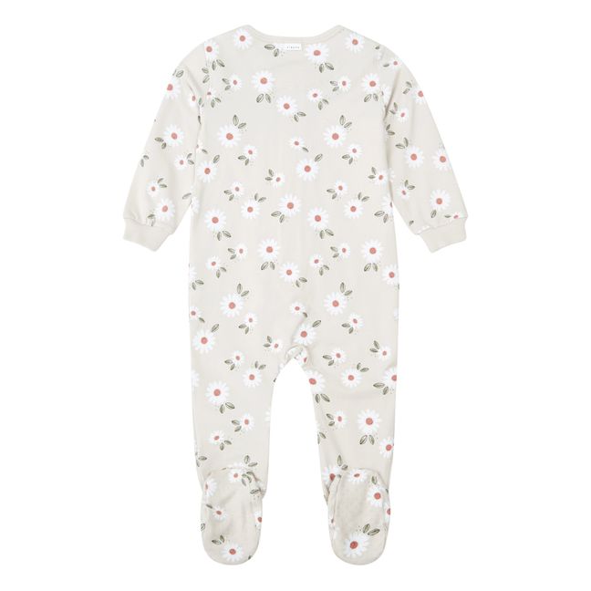 Flower Organic Cotton One-Piece Pajamas | Crema