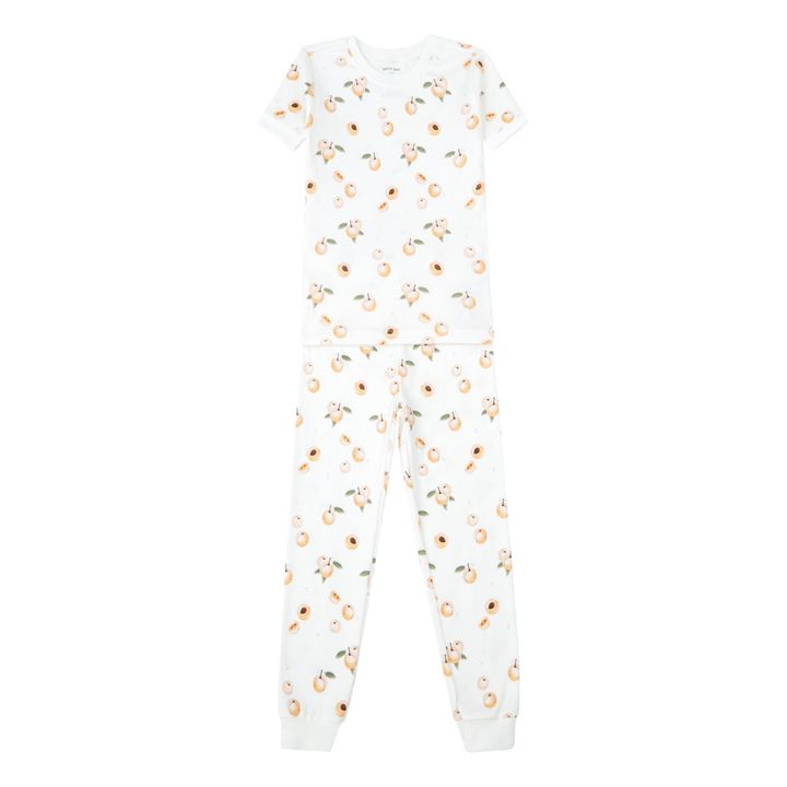 Pyjama Manches Courtes Coton Bio Pêches | Ecru- Image produit n°0