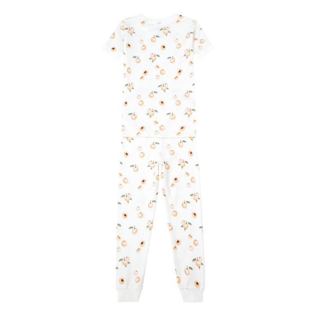Pyjama Manches Courtes Coton Bio Pêches | Ecru